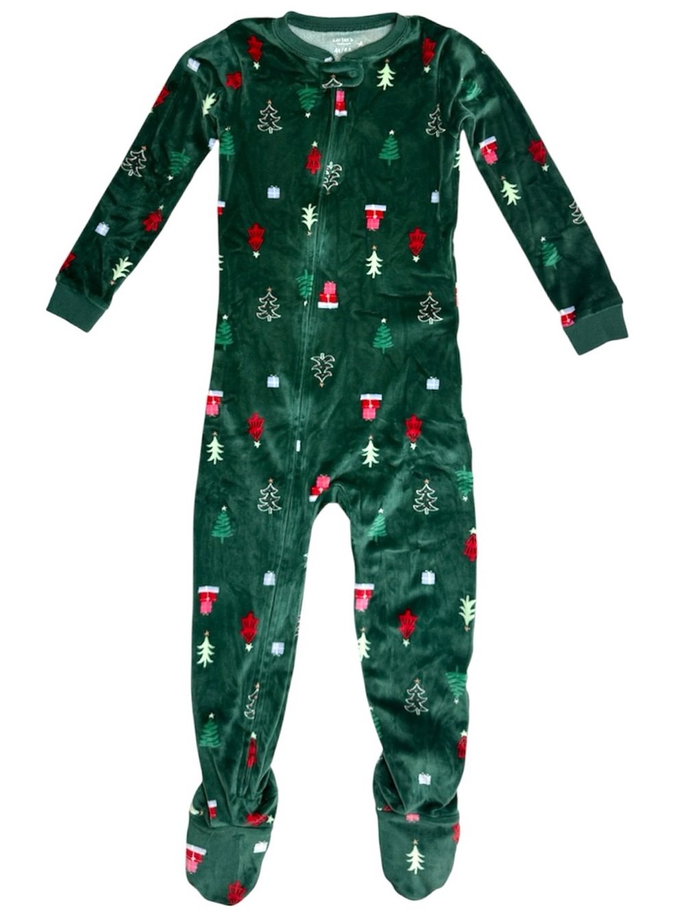 Carters DreamPlush Christmas Footed Pajama Green 4T